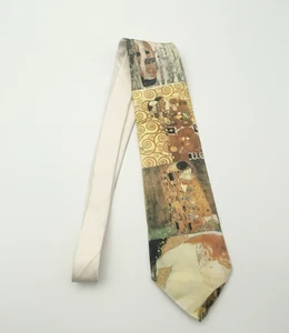 Rare Antiche Seterie Fiorentine Silk Necktie  Gustav Klimt Masterpiece Art Print - Picture 1 of 24