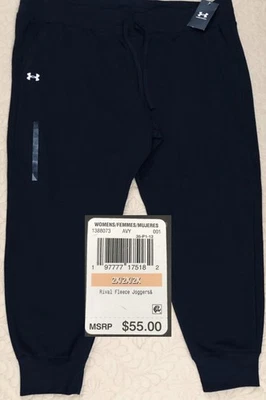 NEW.WOMEN 2X PLUS SIZE UNDER ARMOUR RIVAL  FLEECE JOGGERS (BLACK) - Image 1 of 4
