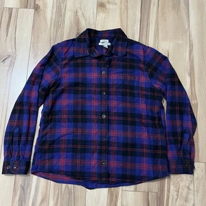 Camisa de franela con botones calce relajado LL Bean para mujer S Petite 100 % algodón púrpura - Imagen 1 de 7