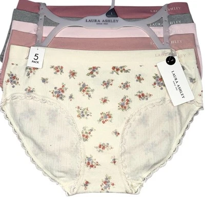 LAURA ASHLEY Women’s 5-Pack Hipster Underwear Panties Nylon Blend Floral Size L - Image 1 of 4