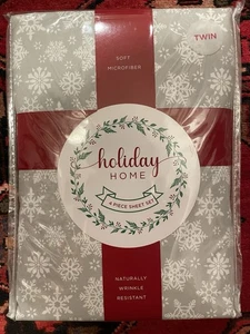 Juego de sábanas de 4 piezas de microfibra suave resistente a las arrugas Holiday Home Snowflakes - Imagen 1 de 4