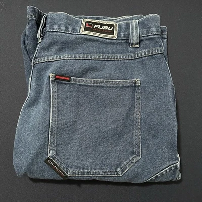 Vtg Y2K FUBU Jean Carpenter Shorts Blue Denim Baggy hip hop Men's Size 40 shorts - Image 1 of 4