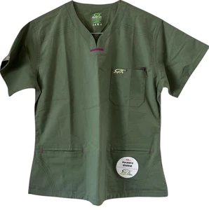 Blusa Médica Iguana Med Flex II Para Mujer Talla Mediana Verde Oliva Elastizada Bolsillos Nueva con Etiquetas - Imagen 1 de 13
