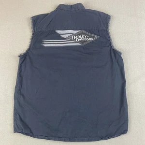 Harley Davidson Vest Mens XL Black Button Up Logo Motorcycle Riding Pockets - Picture 1 of 10