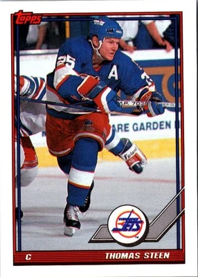 1991 Topps Thomas Steen #218 Winnipeg Jets Hockey Card - Image 1 of 2