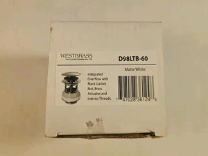 Westbrass D98LTB-60 Integrated Overflow Drain Push Pop Up 1 1/2 In Matte White - Picture 1 of 4