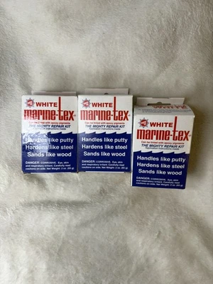 Lot Of Three 2oz Marine Tex Might Repair Kit Gray SEALED NEW - Image 1 of 4