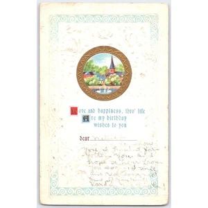 Postcard Love and Happiness Birthday Wishes Gallipolis Ohio 1914 - Picture 1 of 3