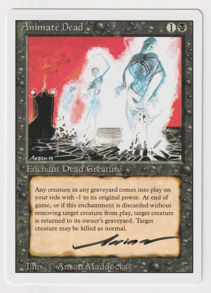 Signed Animate Dead NM Revised Edition Artist Anson Maddocks 1994 WOTC MTG Magic - Image 1 of 2