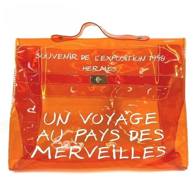 HERMES Kelly Vinyl Orange Clear Beach Tote Bag Souvenir de l’Exposition - Image 1 of 4
