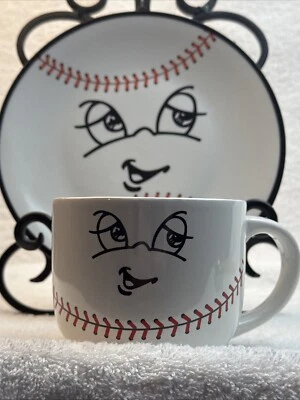 "Juego de tazas de sopa y plato facial divertido de béisbol colección Mulberry Home 2005" Foto 1 de 4
