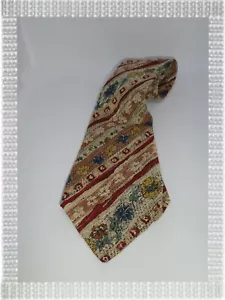 C - Cravate Fantaisie Imprimée Beige Bordeaux Fleurs Kenzo Homme - Foto 1 di 5