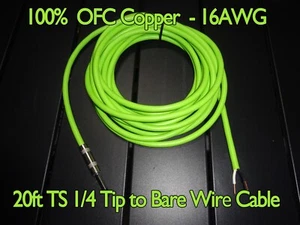 Cable de altavoz PA DJ 20 pies - TS 1/4 a cable desnudo OFC cobre 16 AWG audio profesional - Imagen 1 de 9