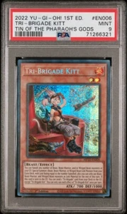 2022 PSA 9 YUGIOH TIN OF THE PHARAOH’S GOD 1ST ED SECRET RARE TRI BRIGADE KITT - Bild 1 von 3