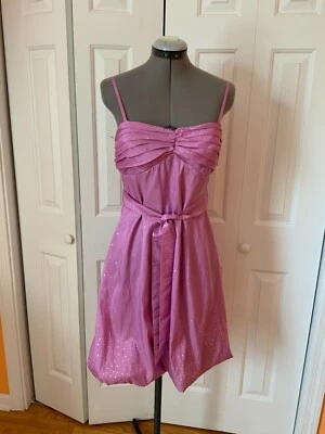 City Triangles dress pink bubble hem strappy glitter fit/flair size S - Image 1 of 4