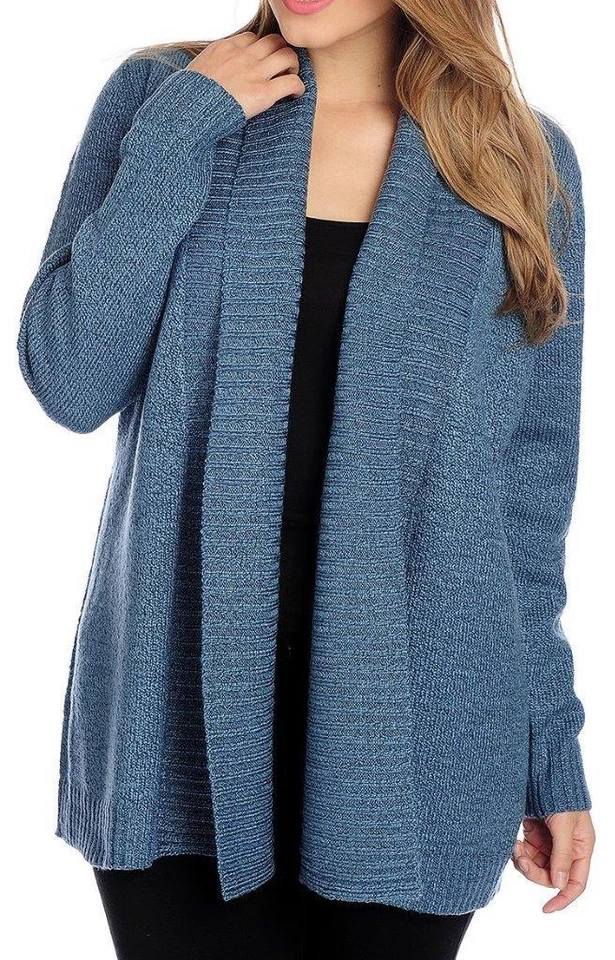 NUEVO - Cárdigan abierto tejido acanalado manga larga jaspeado OSO Casuals® Foto 1 de 1