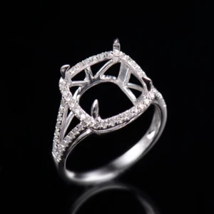 Platinum 950 Cushion 8.5mm Nautral Diamonds Ring Semi Mount Setting - Picture 1 of 5