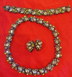 JUEGO DE COLLAR, PENDIENTES Y PULSERA DE CRISTAL ST JOHN COUTURE DE COLECCIÓN - Imagen 1 de 6