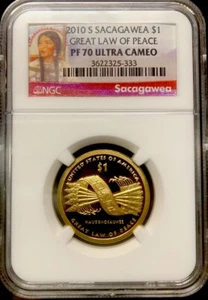 2010 S SACAGAWEA Dollar NGC PF70💥FLAWLESS QUALITY!💥EARLY RED BANNER LABEL! - Picture 1 of 4