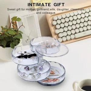 5 Layer Round Rotating Jewelry Box Earring Necklace Storage Jewlery Organizer US - Picture 1 of 5