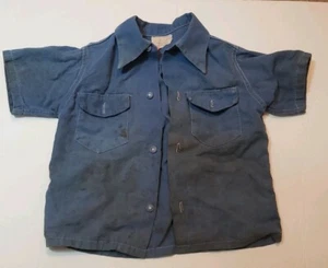 Sanforized Shrunk Cotton Shirt Boys Blue Drowning Victim Thrashed Prop Vtg 1940 - Picture 1 of 4
