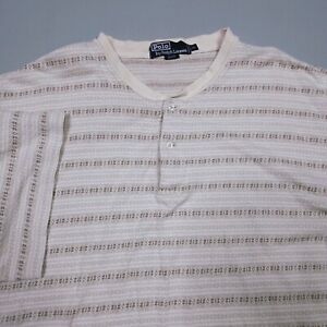 Polo Ralph Lauren Geometric Stripe Knit SS Henley Shirt Soft Preppy VTG XL
