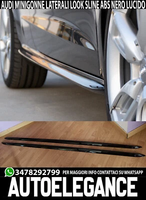 MINIGONNE LATERALI AUDI A4 B8 8K AVANT BERLINA SLINE S4 RS4 ABS NERO LUCIDO - Immagine 1 di 4