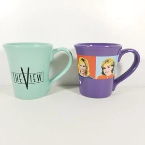 2 THE VIEW Mug Set Lot ABC Daytime TV Show Vtg Barbara Walters Rosie Joy Behar - Picture 1 of 11
