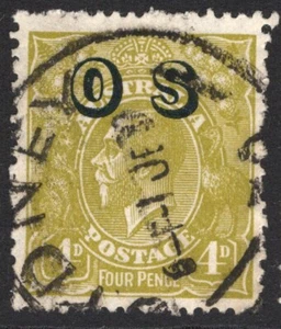 4d OLIVE KING GEORGE V "OS OVERPRINT" COMMERCIALLY USED (A29181) - Picture 1 of 1
