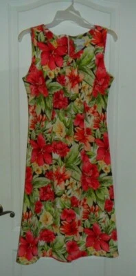 NWOT White Stag multicolor floral key hole front neck sleeveless floral dress Si - Image 1 of 4