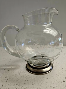 Early 20C Etched Crystal Jug with Sterling Silver Base by Arthur A Everts - RARE - Foto 1 di 10