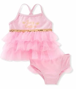 Juicy Couture Baby Girls 2 Piece Swimsuit Tankini Pink Ruffles 24M NWT AB3-10 - Picture 1 of 1