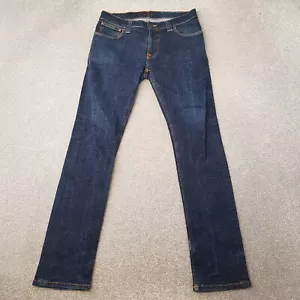Pantalones de mezclilla orgánicos elásticos ajustados finlandeses finlandeses finlandeses azules nudie para hombre W32 L31 - Imagen 1 de 15