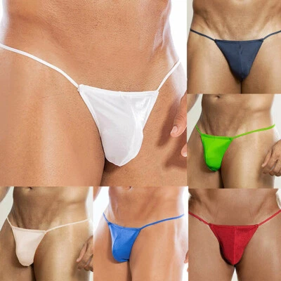 5PCS Sexy Mens T-Back G-string Thong Bikini Underwear Mesh Sheer Pouch Thongs US - Image 1 of 4