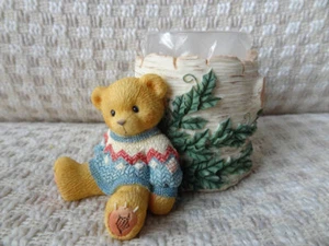 CHERISHED TEDDIES Boy With Tree Trunk Votive Candleholder. - Picture 1 of 8