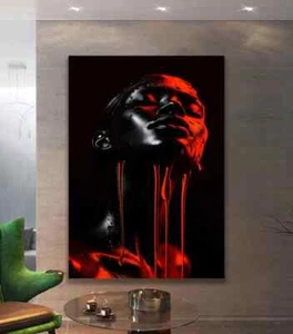 African Bloodshed Woman Black Canvas Unframed & Limited Edition Paint Touchup - Imagen 1 de 1