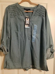 Bandolino Womens Denim Shirt Sz L - Picture 1 of 6