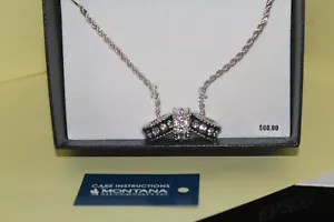 Montana Silversmiths NC-1032 Silver & Black 3 Rings Necklace Never Worn! W/Box! - Picture 1 of 5
