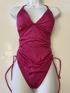 Neu mit Etikett DKNY Badeanzug 10 gerafft gerafft Einteiler Donna Karan pink B9 - Bild 1 von 13