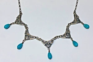 Carolyn Pollack Relios Turquoise Sterling Silver Necklace-16" - Picture 1 of 14