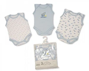 Nursery Time Boys 3 Pack Sleeveless Baby Body Vest Bodysuit 00-24 Months Cotton - Picture 1 of 1