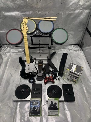 Rockband Wired Xbox 360 Bundle Complete Set W Console Games Tested READ DISC - Image 1 of 4
