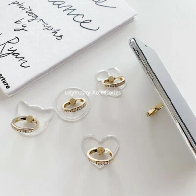 360 Rotating Cell Phone Finger Ring Stand Holder Grip-Transparent Simple/Fashion - Image 1 of 4