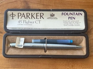 Pluma Estilográfica Parker 45 Acero Inoxidable CT Inglaterra 14K Nuevo en Caja Sin Usar y En Caja - Imagen 1 de 13