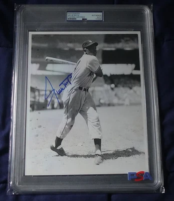 Bracelete de beisebol gigante autografado Willie Mays New York foto de novato placa PSA - Imagem 1 de 3