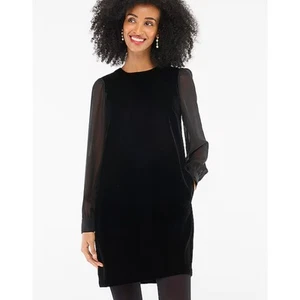 J.Crew Velvet Mini Dress Black Long Sleeve Pockets Party Cocktail US 14 NWT - Picture 1 of 13