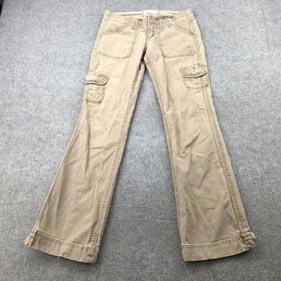 Abercrombie & Fitch Cargo Pants Womens 0 Khaki Stretch Flare Leg Pockets Y2K VTG - Image 1 of 4