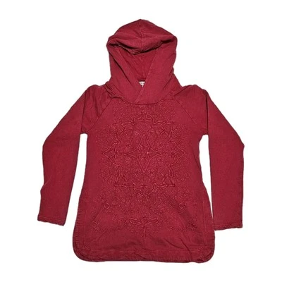 Lucky Lotus Hoodie Women's XS Fuchsia Embroidered Side Split Casual Sweatshirt  - Image 1 of 4