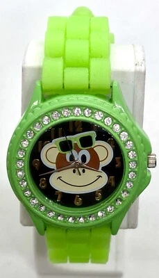 NEW ACCUTIME Ladies/Teens Watch Fresh Battery Crystals Julius Monkey Neon Green - Image 1 of 4