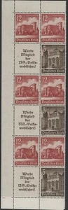 Germany 1940 Winter Relief - se tenant & labels block (12+6pf & 3+2pf), mint MNH - Picture 1 of 1